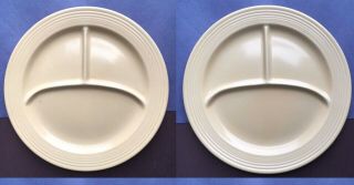 Two Vintage Fiesta 10 1/2 " Compartment Divided Plates 1937 - Ivory