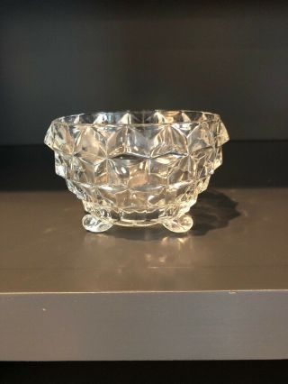 Vintage Clear Fostoria American Footed Small Bowl/sugar,  Cube Pattern