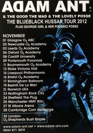 ADAM ANT LIVE TOUR FLYERS X 4 - FRIEND OR FOE 2019 & BLUEBLACK HUSSAR 2012 2