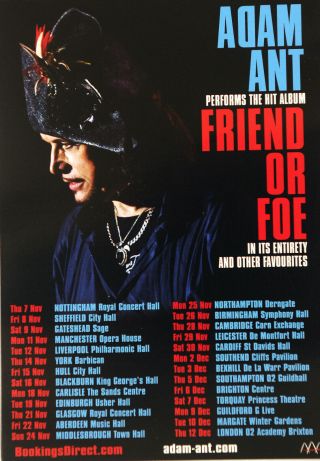 ADAM ANT LIVE TOUR FLYERS X 4 - FRIEND OR FOE 2019 & BLUEBLACK HUSSAR 2012 4