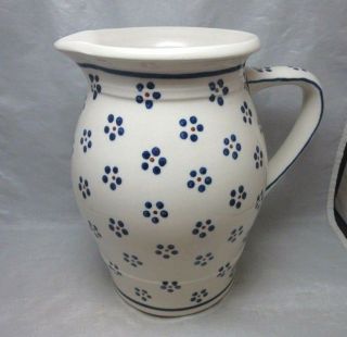 Large Boleslawiec Pottery Milk Jug,  Pitcher.  Blue & White