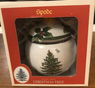 Spode Christmas Tree Covered Candy Dish 5.  5” - Nib