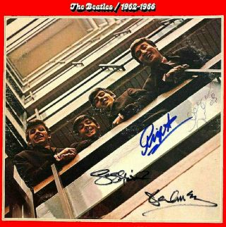 The Beatles 1962 - 1966 Signed Vinyl Lp Cd Cover Bumper Sticker Or Fridge Magnet
