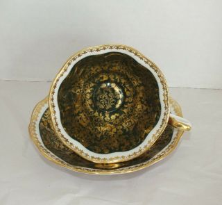 Royal Albert Mayfair Series Wide Mouth Green & Gold Cup And Saucer