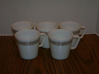5 Vintage Pyrex Woodland Brown Mugs Coffee Tea Cups Coordinates W/ Corelle