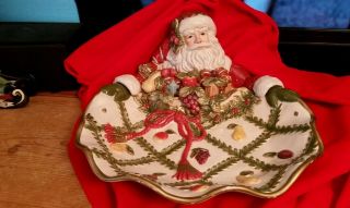 Fitz & Floyd Classic Renaissance Christmas Santa Large Serving/candy/fruit Dish