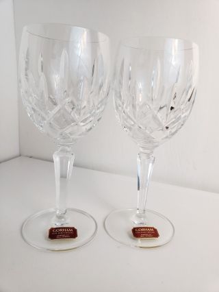 2 Vtg " Lady Anne " Gorham Full Lead Crystal Wine Glasses [w Germany] 6 7/8 " - Nwt