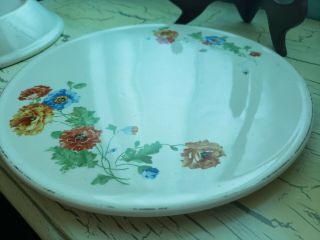 1940 ' s Harker Pottery Mallow Floral Mixing Bowl Pie and Cake Dish 4