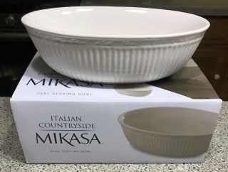 Mikasa Italian Countryside Oval Serving Bowl Cream Ivory