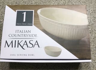 Mikasa Italian Countryside Oval Serving Bowl Cream Ivory 2
