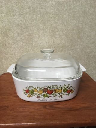 Corning Ware Spice Of Life A - 84 - B 4 Quart Casserole Dish With Pyrex Lid A - 12 - C