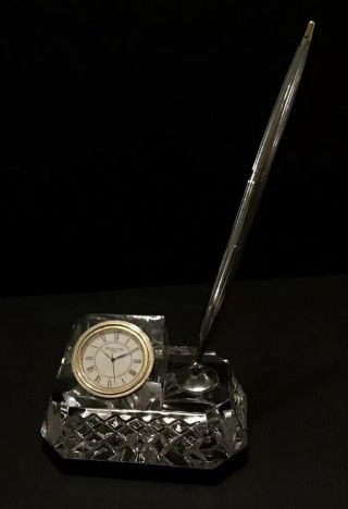 Waterford Crystal Desk Clock & Executive Pen Holder Germany Westover