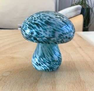 Vintage Mdina Maltese Glass Mushroom Teal Turquoise