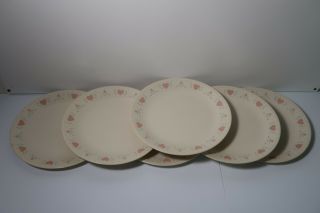 6 Corelle Forever Yours Farmhouse Pink Hearts Country 10 1/4 Dinner Plates