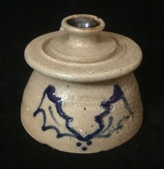 Bruce Stebner Salt Glazed Stoneware Pottery Candleholder/ Oil Lamp