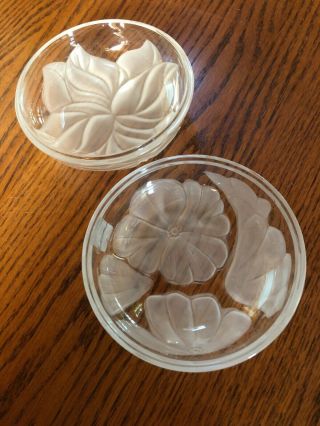 2 Marquis By Waterford Crystal Candy / Nut Dishes Trinket Bowls Etched Floral