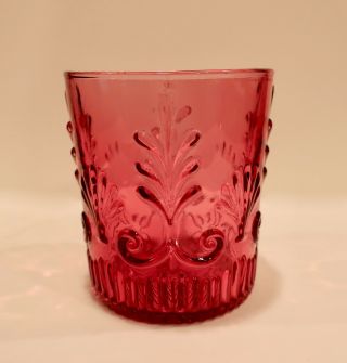 Pilgrim Glass Adams Cranberry Pattern Glass Tumbler,  Double Old Fashioned