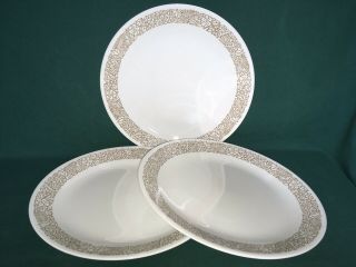 3 Corelle Woodland Brown Dinner Plates 10 1/4 " Flowers Ferns White Perfect