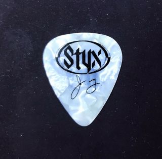 Styx Guitar Pick James Young Authentic Signature 2009 Tour Pick White Marble