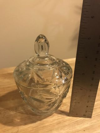 Vintage Clear Pressed Indiana Glass Sugar Bowl Dish With Lid: Fan Star 2