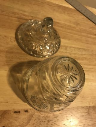 Vintage Clear Pressed Indiana Glass Sugar Bowl Dish With Lid: Fan Star 4