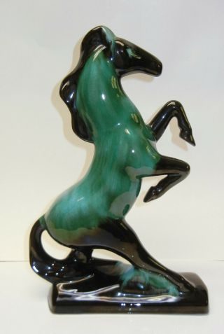 Blue Mountain Pottery Large Green Glazed Rearing Horse