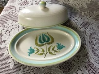 Vintage Mcm Franciscan Tulip Time Covered Butter Dish Plate W/lid 1960 