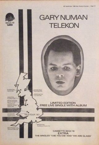 Gary Numan - Rare Poster Advert - Telekon - 6/09/1980