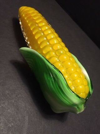 Vintage Hand Blown Murano Style Art Glass Ear Of Corn On The Cob Paperweght 4