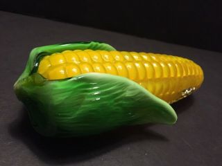 Vintage Hand Blown Murano Style Art Glass Ear Of Corn On The Cob Paperweght 5