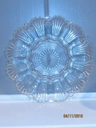 Vintage American Clear Glass Deviled Egg Platter Plate 10 " Diameter