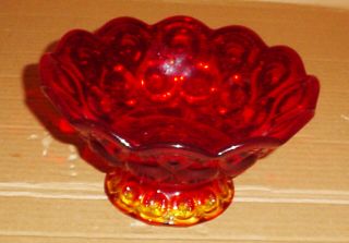 Vintage Le Smith Moon And Stars Ruby Red Amberina Base Bowl,  L@@k