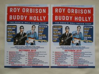Roy Orbison/buddy Holly Live On Stage The Hologram Uk Tour 2019 Promo Flyers X 2