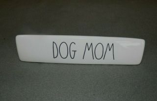 Rae Dunn Dog Mom Paperweight Desk Sign Plaque Office Decor White / Black Letter