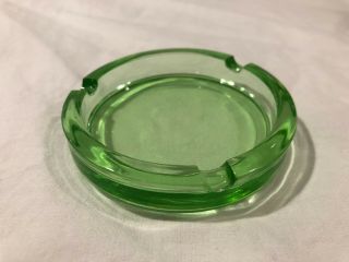 Vintage Green Depression Glass Round Ashtray 2 - 7/8 " Diameter,  5/8 " Tall