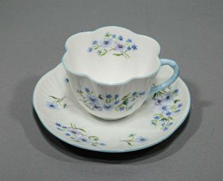 Vintage Shelley Blue Rock Tea Cup And Saucer Fine Bone China England 13591
