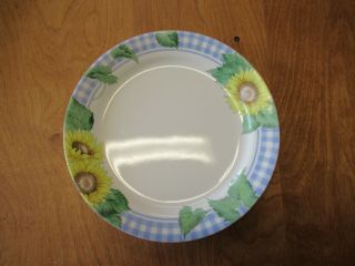 Corelle Sunsations Dinner Plate 10 1/4 " Sunflowers Blue Checks 1 Available