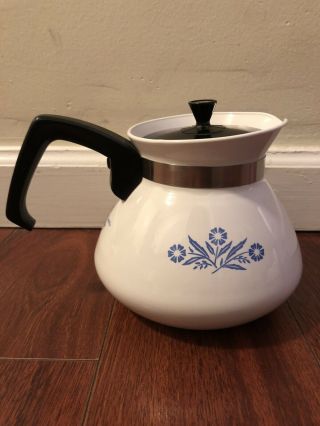 Vintage Corning Ware Coffee Tea Pot 6 Cup Blue Cornflower