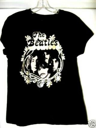 The Beatles T - Shirt Black With Gold Details Apple 2006 Size Medium