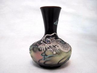 Magnificent Vintage Dragonware Moriage Raised Winged Dragon Small Vase - Japan