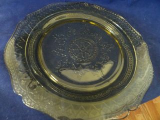 Vintage 1933 Patrician Spoke Amber Federal Depression Glass Platter Plate 11 "