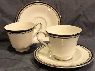 Set Of 2 Royal Doulton “sarabande” 3” Tea Cups And 6 1/8 Inch Saucers