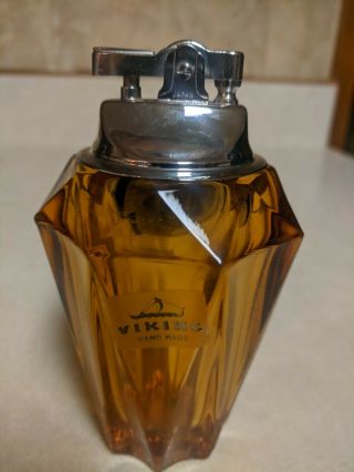 Vintage Viking Glass Amber Diamond Point Lighter