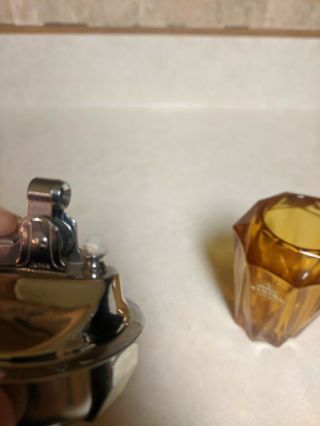 Vintage VIKING Glass Amber Diamond Point Lighter 4