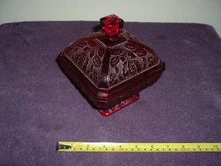 Vintage Ruby Red Glass Candy Dish 2