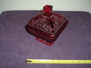 Vintage Ruby Red Glass Candy Dish 3