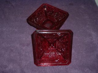 Vintage Ruby Red Glass Candy Dish 4