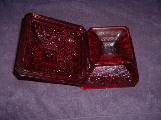 Vintage Ruby Red Glass Candy Dish 5