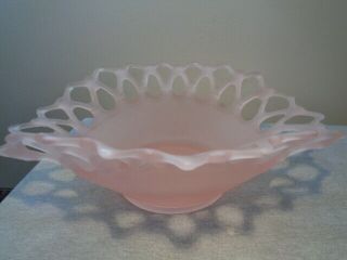 Westmoreland Doric Open Lace Edge Satin - Finish Pink Glass Centerpiece Bowl