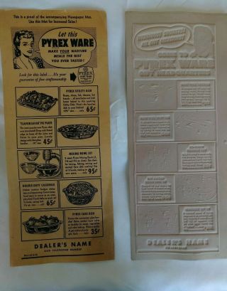 1940s Pyrex Ware Dealers News Paper Proof Plus Dealer Template Advertising Rare